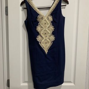 Lilly Pulitzer Navy and Gold shift dress